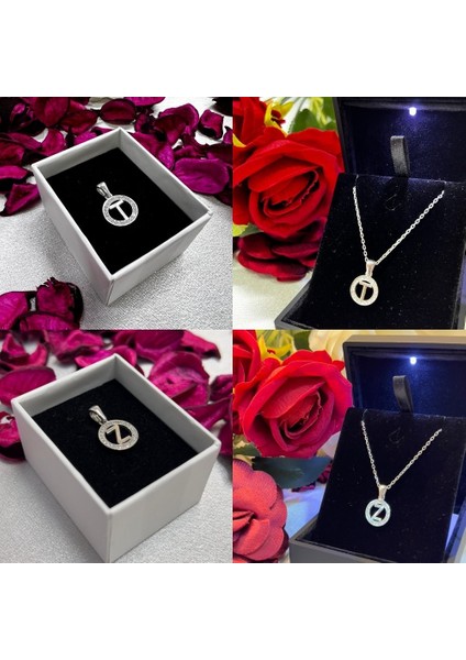 925 Ayar Gümüş Yuvarlak Taşlı Harf Kolye – Kişiye Özel Harf Kolye