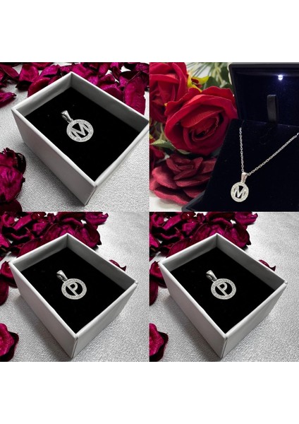 925 Ayar Gümüş Yuvarlak Taşlı Harf Kolye – Kişiye Özel Harf Kolye