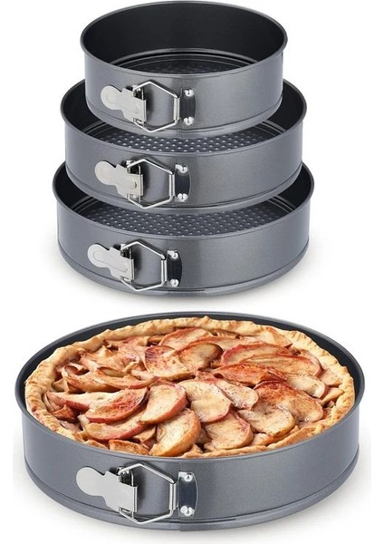 3’lü Kilitli Kelepçeli Yuvarlak Kek Kalıbı Seti modelleri