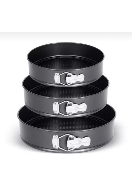 3’lü Kilitli Kelepçeli Yuvarlak Kek Kalıbı Seti fırsatları