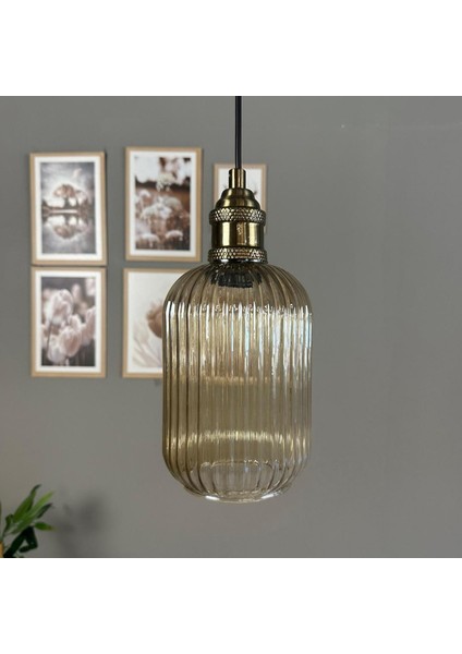 Wingmn Bal Rengi Cam Tekli Avize Lale Başlık Retro Sarkıt Restoran Salon Aydınlatma modelleri