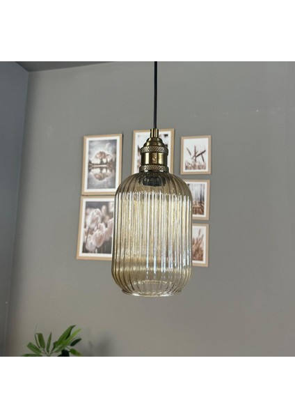 Wingmn Bal Rengi Cam Tekli Avize Lale Başlık Retro Sarkıt Restoran Salon Aydınlatma indirimleri