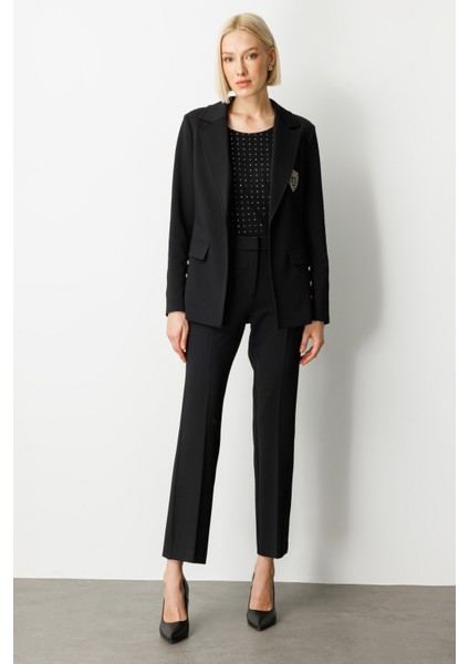 Kadın Cebi Armalı Süs Düğmeli Ceket 5033 Siyah modelleri