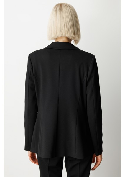 Kadın Cebi Armalı Süs Düğmeli Ceket 5033 Siyah fırsatları