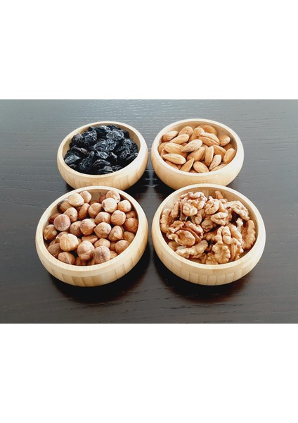 4 Adet Bambu Kuruyemiş Çerez Kasesi Bambu Kuruyemiş Tabağı- Yuvarlak