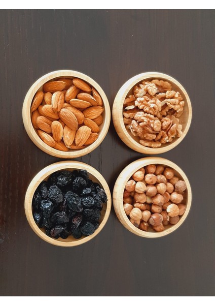 4 Adet Bambu Kuruyemiş Çerez Kasesi Bambu Kuruyemiş Tabağı- Yuvarlak modelleri