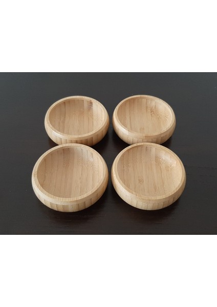 4 Adet Bambu Kuruyemiş Çerez Kasesi Bambu Kuruyemiş Tabağı- Yuvarlak fırsatları