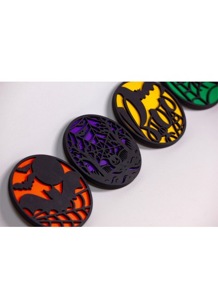 Halloween - Cadılar Bayramı Temalı Ahşap Bardak Altlıkları - Ylndesign Wood&Craft fırsatları