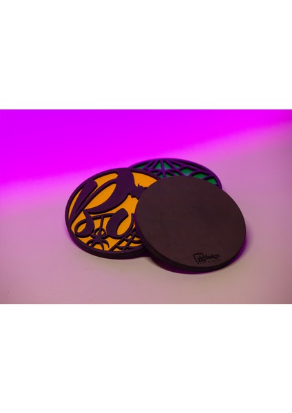 Halloween - Cadılar Bayramı Temalı Ahşap Bardak Altlıkları - Ylndesign Wood&Craft