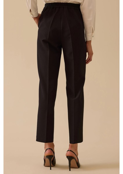 Kadın Beli Lastikli Bilek Boy Pantolon 0015 Siyah fırsatları