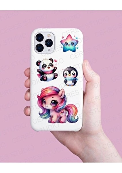 Şeffaf Kawaii Sticker Etiket Eğlenceli Tasarım 10 Adet Renkli ve Kullanışlı