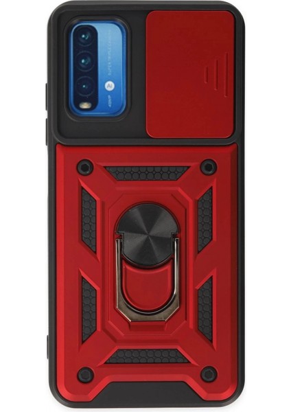 Xiaomi Redmi Note 9 4g Kılıf Pars Lens Yüzüklü Silikon - Kırmızı