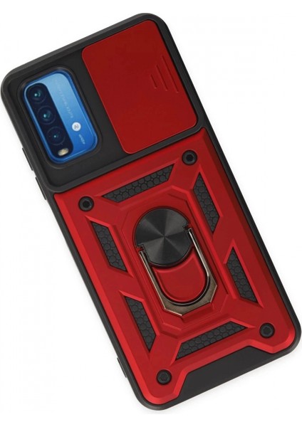 Xiaomi Redmi Note 9 4g Kılıf Pars Lens Yüzüklü Silikon - Kırmızı modelleri