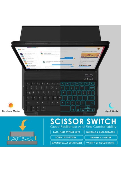Samsung Galaxy Tab S10 Lite Rgb LED Işıklı Türkçe Karakterli Bluetooth Özellikli Kalemlikli Klavyeli Kılıf SM-X400 fırsatları