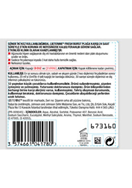 Fresh Burst Ağız Gargarası 500 ml Mikrop Koruması ile Kalıcı Ferah Nefes