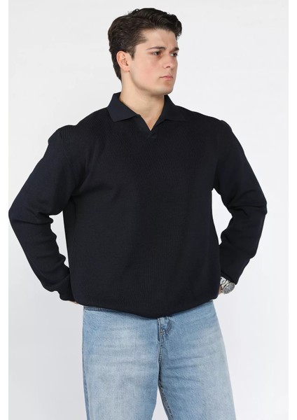 Gömlek Yaka Erkek Triko Kazak P-00018553