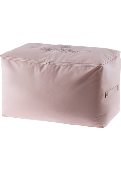 Çiçek Desen Baskılı Hurç - Pudra - 64x41x35 cm