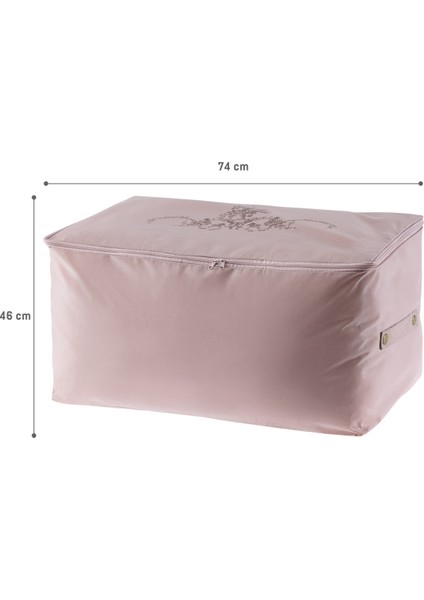 Çiçek Desen Baskılı Hurç - Pudra - 74x46x46 cm