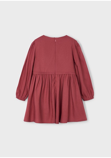 4-10 Yaş Kız Çocuk Kırmızı Etnik Desenli Elbise | Pamuk Astarlı indirimleri