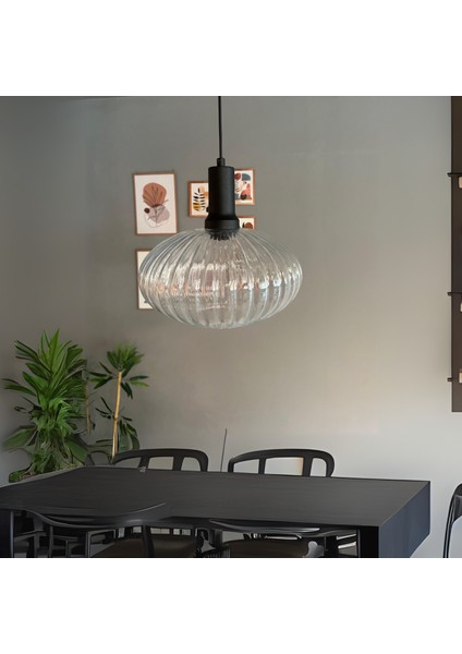 Elegant Cam Şeffaf Avize Siyah Fener Başlık Sarkıt Lamba Restoran Salon Aydınlatma indirimleri