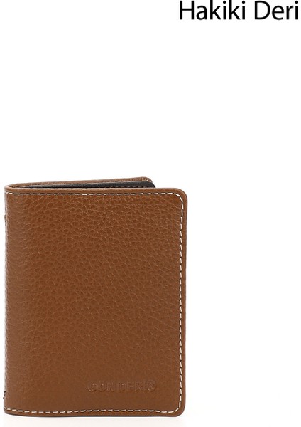 Kadın Taba - Koyu Kahverengi Gön Hakiki Deri Unisex Kartlık 06499