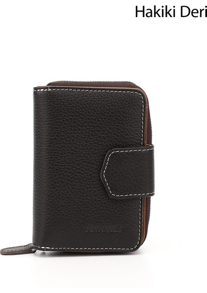 Kadın Kahverengi - Camel Dikey Hakiki Deri Cüzdan