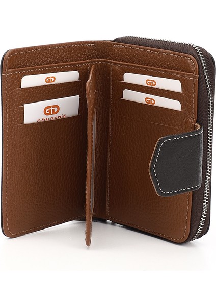 Kadın Kahverengi - Camel Dikey Hakiki Deri Cüzdan fırsatları