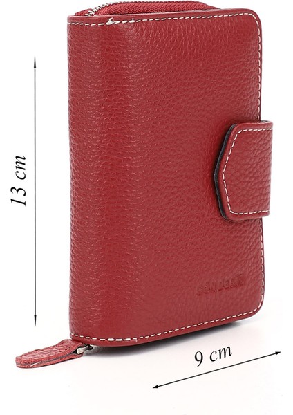 Kadın Kırmızı - Lacivert Dikey Hakiki Deri Cüzdan fiyatları
