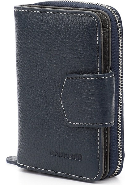 Kadın Lacivert Dikey Hakiki Deri Cüzdan modelleri