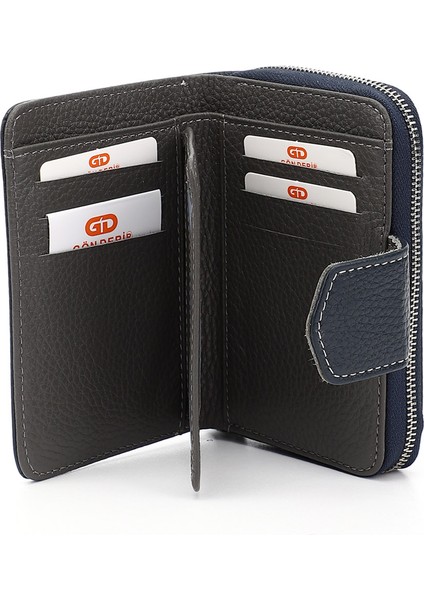 Kadın Lacivert Dikey Hakiki Deri Cüzdan fırsatları