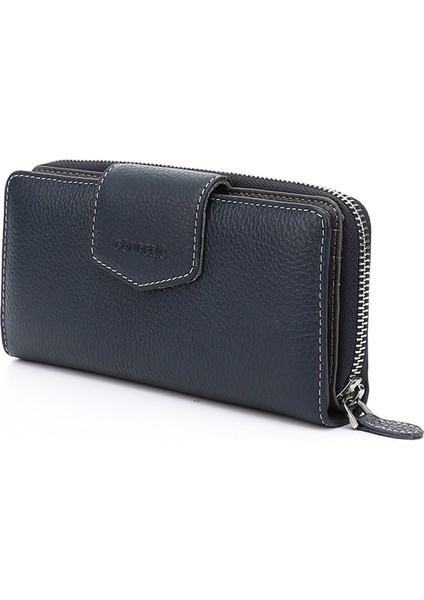 Kadın Lacivert Yatay Hakiki Deri Cüzdan modelleri