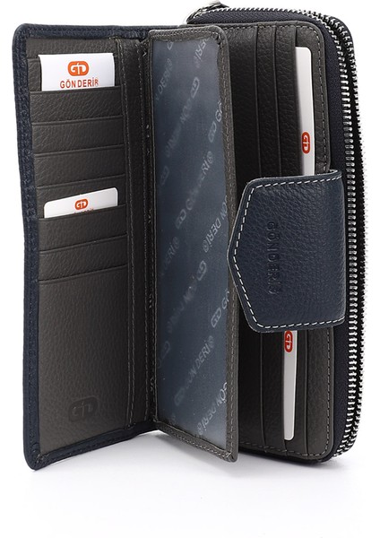 Kadın Lacivert Yatay Hakiki Deri Cüzdan fırsatları