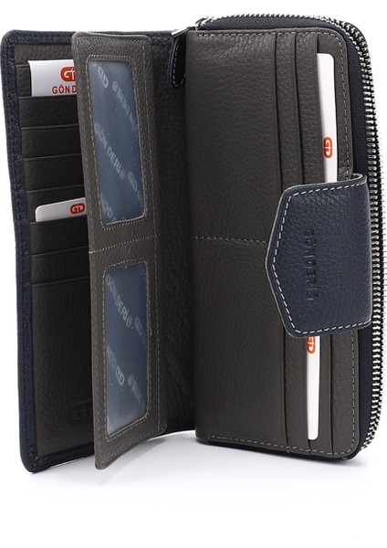 Kadın Lacivert Yatay Hakiki Deri Cüzdan indirimleri