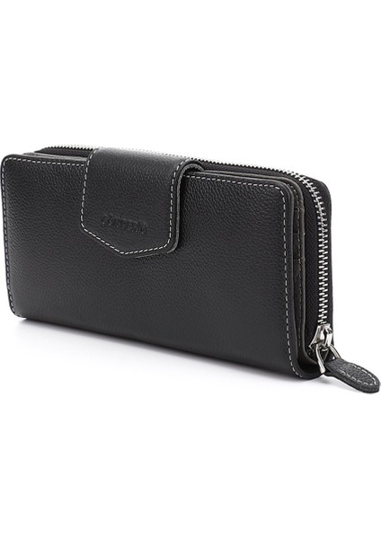 Kadın Siyah Deri Yatay Hakiki Deri Cüzdan modelleri