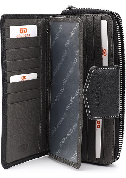 Kadın Siyah Deri Yatay Hakiki Deri Cüzdan fırsatları