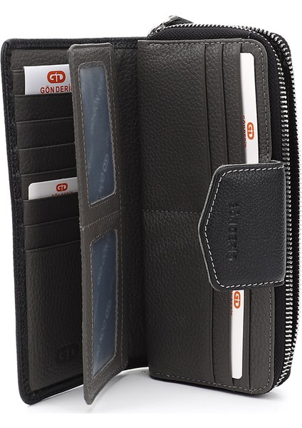 Kadın Siyah Deri Yatay Hakiki Deri Cüzdan indirimleri