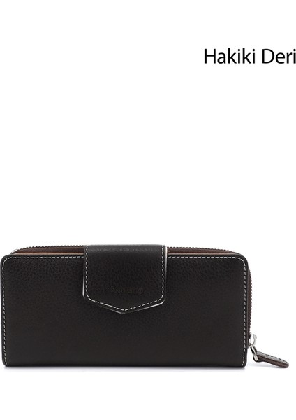 Kadın Kahverengi - Camel Yatay Hakiki Deri Cüzdan