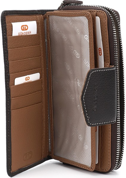 Kadın Kahverengi - Camel Yatay Hakiki Deri Cüzdan fırsatları