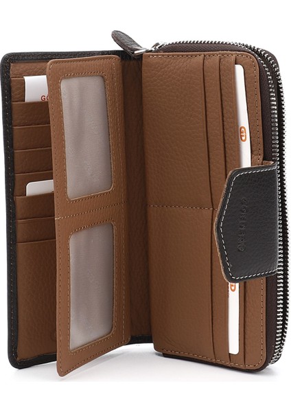 Kadın Kahverengi - Camel Yatay Hakiki Deri Cüzdan indirimleri