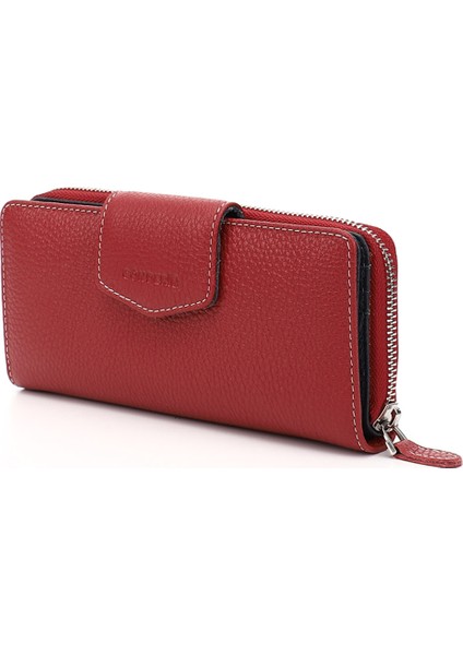 Kadın Kırmızı - Lacivert Yatay Hakiki Deri Cüzdan modelleri