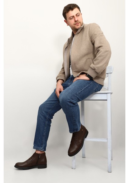 Erkek Kahve Floter Fermuarlı Hakiki Deri Klasik Bot fiyatları