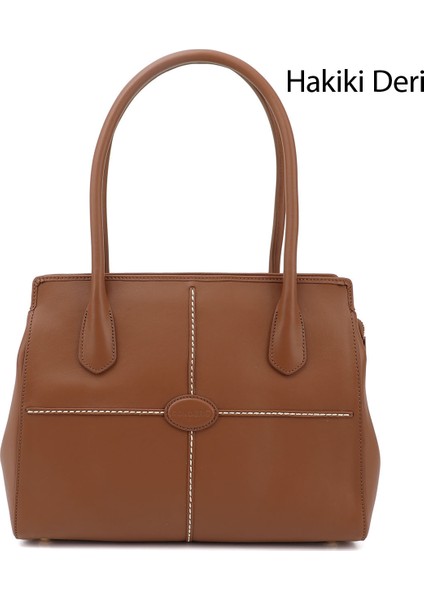 Kadın Taba Antik Hakiki Deri El ve Omuz Çantası