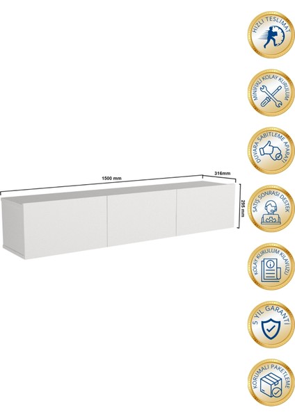 Pergamon Tv Ünitesi & Sehpası 150 cm Beyaz indirimleri