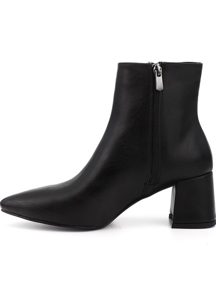 Kadın Siyah Fermuarlı Sivri Burun Kalın Topuklu Bot fırsatları