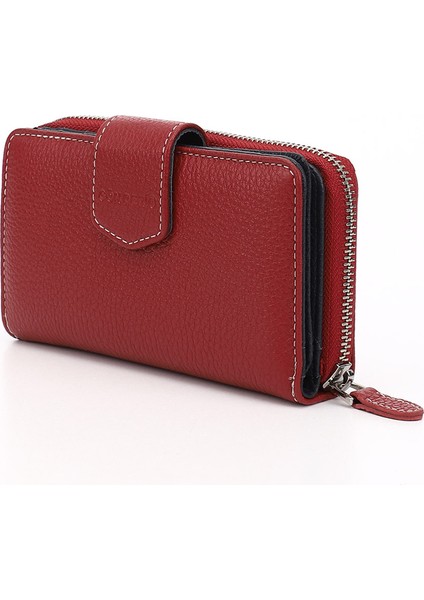 Kadın Kırmızı - Lacivert Yatay Hakiki Deri Cüzdan modelleri