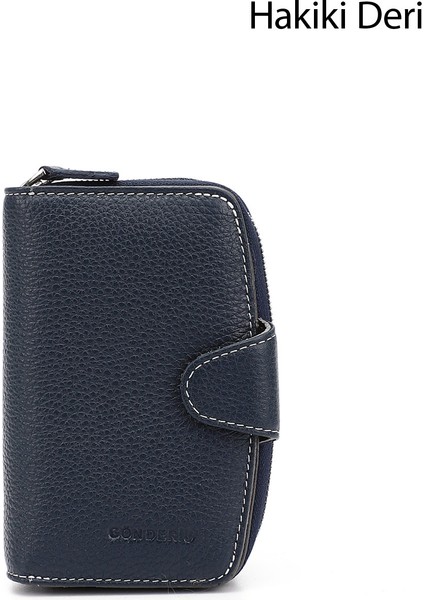 Kadın Lacivert Dikey Hakiki Deri Cüzdan