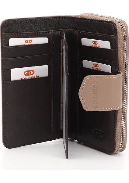 Kadın Vizon - Kahverengi Yatay Hakiki Deri Cüzdan fırsatları