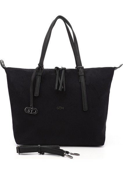 Kadın Siyah Deri Uzun Askılı El ve Omuz Çantası