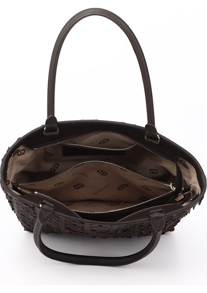 Kadın Kahve Hakiki Deri El ve Omuz Çantası indirimleri