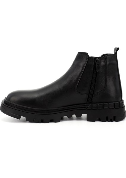 Erkek Siyah Fermuarlı Hakiki Deri Chelsea Bot modelleri
